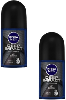 NIVEA MEN DEEP IMPACT DEODORANT ROLL-ON EACH 50ML Set of 2 Deodorant Roll-on  -  For Men(100 ml, Pack of 2)