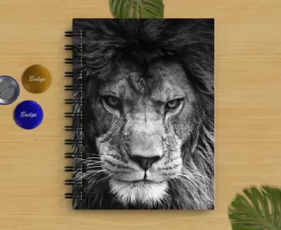 DI-KRAFT Lion Printed Regular Notebook A5 Diary Unruled 160 Pages(Dark Grey)
