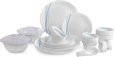 cello Pack of 37 Opalware Cool Lines 37 pcs Dinner Set(White, Microwave Safe)