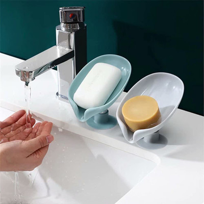 BLYCE Leaf Shape Drain Soap Holder with Suction Bathroom ( Pack Of 2 )(Multicolor)
