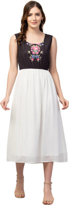 ritika enterprises Women Fit and Flare White Knee Length Dress