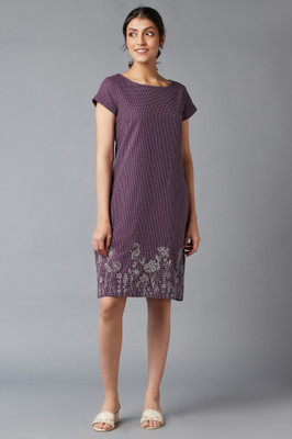 W Women A-line Purple Above Knee/Mid Thigh Length Dress