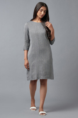 W Women Ethnic Dress Grey Above Knee/Mid Thigh Length Dress