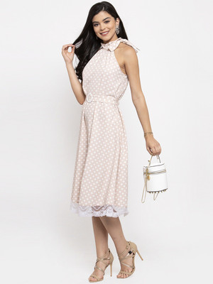 KASSUALLY Women Fit and Flare Orange Midi/Calf Length Dress