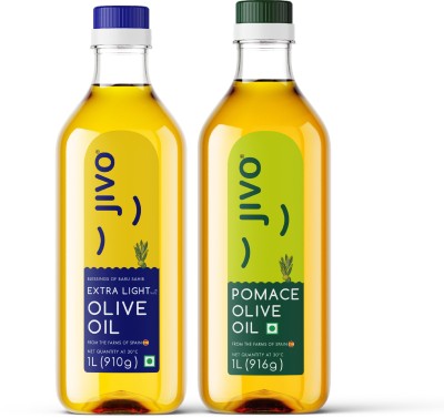 JIVO Extra Light 1L+Pomace 1L Cooking Oil Combo Olive Oil Plastic Bottle(2 x 1 L)