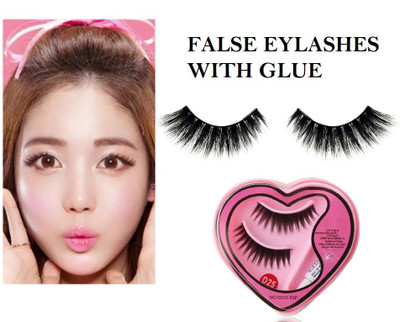 KAIASHA Waterproof and Easy to Wear Heart Shape Eyelashes With Glue(Pack of 1)