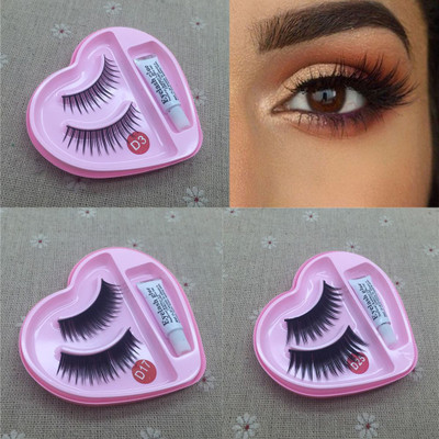 KAIASHA Heart Shape False-Fake Eyelashes With Glue Set Natural (Pack of 3)(Pack of 3)