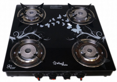 Sigri-wala 4 Burner Tornado Delux Design Glass Manual Gas Stove(4 Burners)