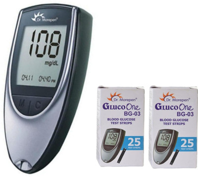 Dr. Morepen Dr Morepen Glucoone Blood glucose monitoring and 50 strips Glucometer(Black)