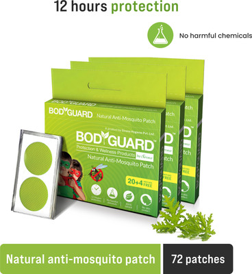 BodyGuard Natural Anti Mosquito Repellent Patches with 12 Hours Protection(3 x 24 Patches)