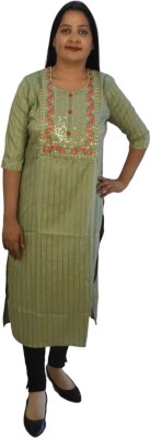 Athena Cart Women Embroidered A-line Kurta(Light Green)