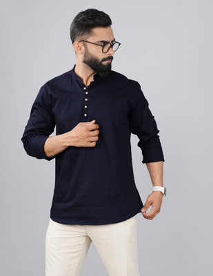 Tap in Men Solid Straight Kurta(Gold)