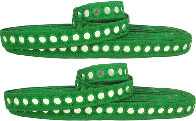 De-Ultimate CWG0345-006 Pack of 2 (9mtr & Width:2cm) Green Gota Kinari Thread Sitara Patti Trim Border Lace Reel(Pack of 2)