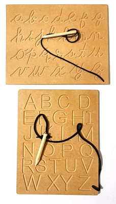 jaraglobal Cursive & Capital Alphabet ABCD Writing Practice Tracing Board with Dummy Pencil(Brown)