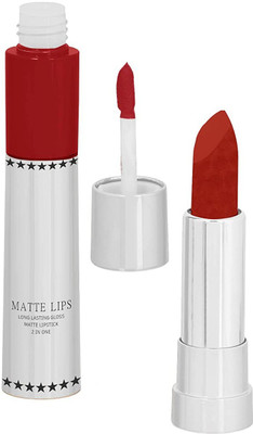 MYEONG SMUDGE PROOF LONG LASTING 2 IN 1 MATTE GLOSSY LIPSTICK(red, 8 g)