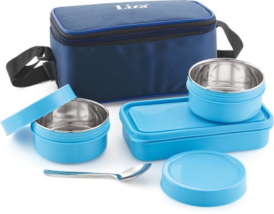 Liza Steel & Plastic Insulated Lunch Box 3 Leak-Proof Containers 1600ml, With Jacket 3 Containers Lunch Box(1600 ml, Thermoware)