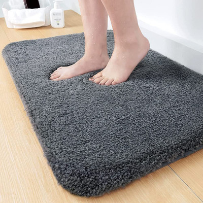 MODERN FAB Microfiber Bathroom Mat(Grey, Medium)