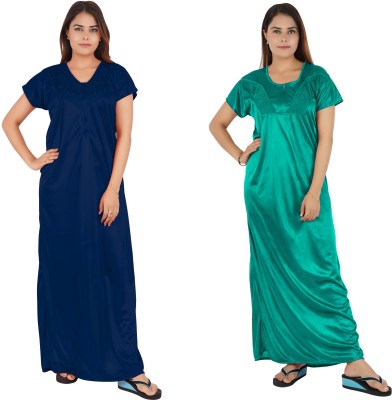 archi creation Women Nighty(Blue, Dark Green)