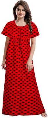 Sarthak Creation Women Nighty(Red, Black)