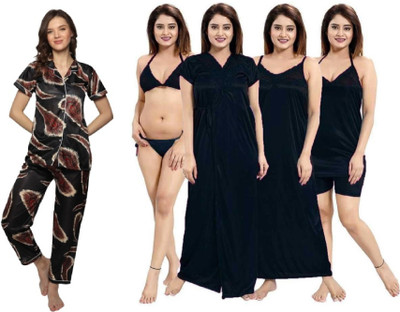 flimsy Women Nighty Set(Black)