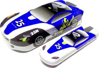 TECHNOCHITRA Dual Space Sport Car Shape with Mini Box Art Metal Pencil Boxes(Set of 2, Blue)