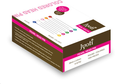 Jyoti Pearl Head Pin (1000 Multicolored Pins in a Box), Steel  Pins(Set Of 1000, Multicolor)