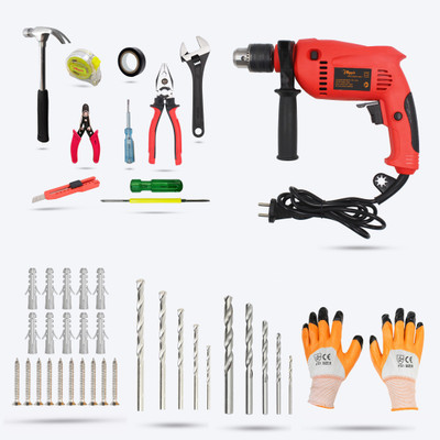 Hillgrove HGCM214M1 15 Pieces Power Tools Combo Kit Set with 700 Watt Power Drill Machine Power & Hand Tool Kit(15 Tools)