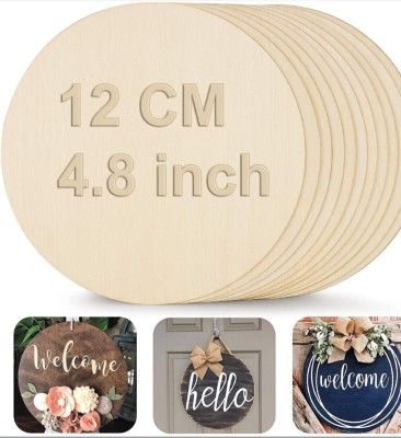 LOAM Plus 10 PCS Circle MDF Slices Veneer of 12x12 Cm and 2.5 mm Thick For Painting. Printing Blocks(Pack of 10)