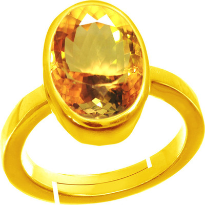 EVERYTHING GEMS Citrine6597 Brass Citrine Gold Plated Ring