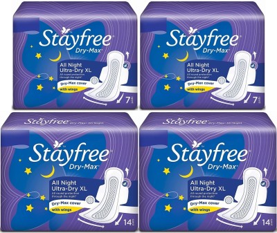 STAYFREE Dry-Max All Night Ultra-Dry XL ( 7+7+14+14 pads) Sanitary Pad(Pack of 42)