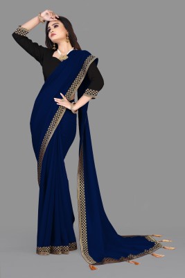 VIRUYA Self Design Bollywood Georgette Saree(Blue)