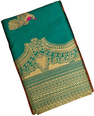 GREEN PEARS Woven Banarasi Jacquard Saree(Light Green)