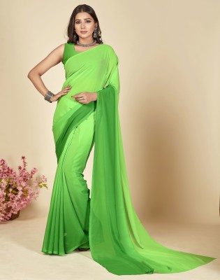 Anand Sarees Ombre, Striped, Dyed Bollywood Georgette Saree(Light Green)