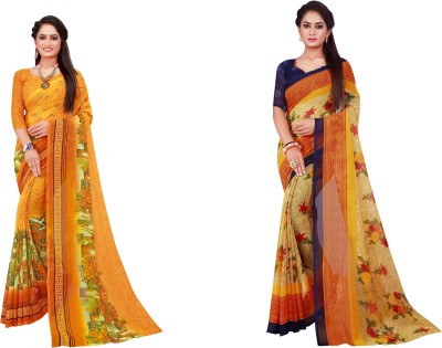 Saadhvi Printed Daily Wear Georgette Saree(Pack of 2, Multicolor)