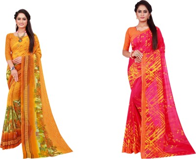 Saadhvi Printed Daily Wear Georgette Saree(Pack of 2, Multicolor)