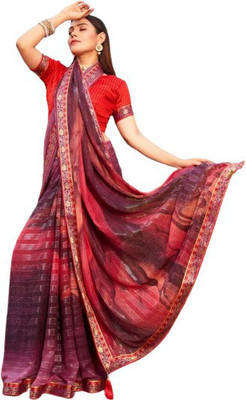 GAURIK FASHION Printed Assam Silk Georgette Saree(Multicolor)