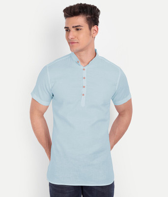 Univibe Men Solid Pathani Kurta(Light Blue)