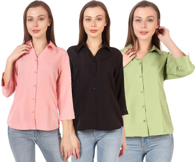 HEAVENS CREATIONS Women Solid Formal Multicolor Shirt(Pack of 3)