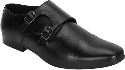 SeeandWear Pure Leather Double Strap Toe Cap Monk Strap For Men(Black , 7)