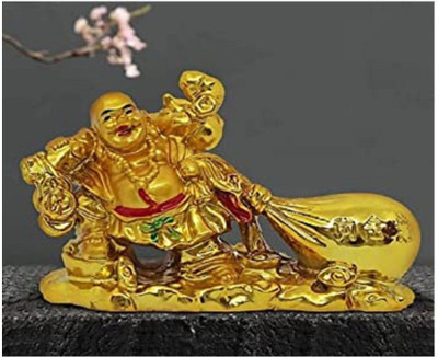 PAYSTORE Laughing buddha Decorative Showpiece  -  5 cm(Brass, Gold)