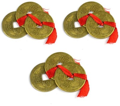 PAYSTORE Feng Shui Set of 9 Lucky Coins Decorative Showpiece  -  9 cm(Brass, Brown)