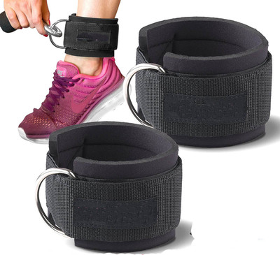 DreamPalace India Gym Ankle Strap Workout Cuffs Straps Cable Machine Ankle Support(Black)