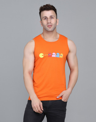 IESHNE LIFESTYLE Printed Men Round Neck Orange T-Shirt