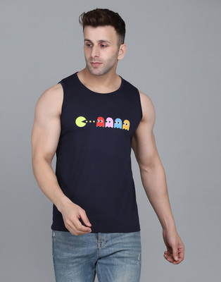 IESHNE LIFESTYLE Printed Men Round Neck Navy Blue T-Shirt