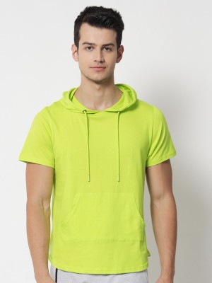 THE DRY STATE Solid Men High Neck Light Green T-Shirt