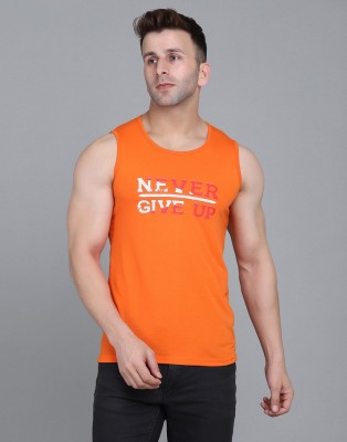 IESHNE LIFESTYLE Printed Men Round Neck Orange T-Shirt