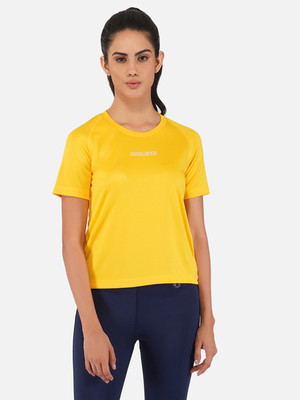 ROYALEWAY Solid Women Round Neck Yellow T-Shirt
