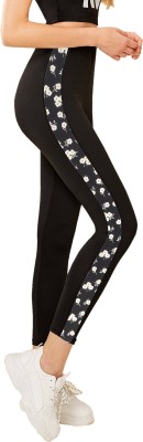 DE TRENDZ Black Jegging(Floral Print)