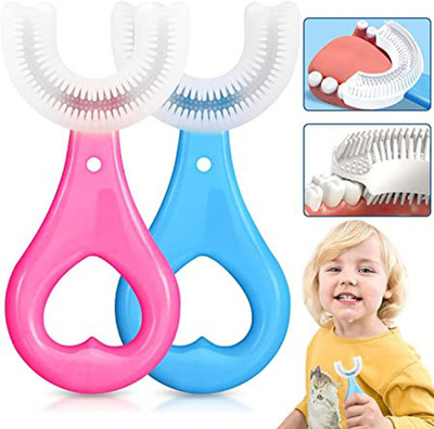 Hongxin U-Shaped ,Soft Silicone Toothbrush for Kids Age -(2-12 yrs) Ultra Soft Toothbrush(Pack of 2)