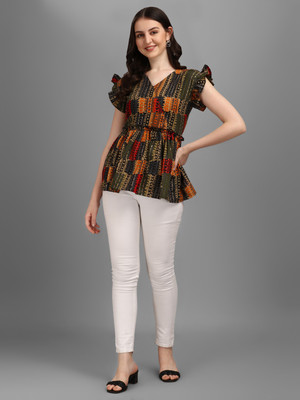 GUFRINA Party Color Block Women Black Top